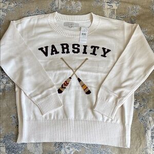 LOFT Cream Varsity Sweater